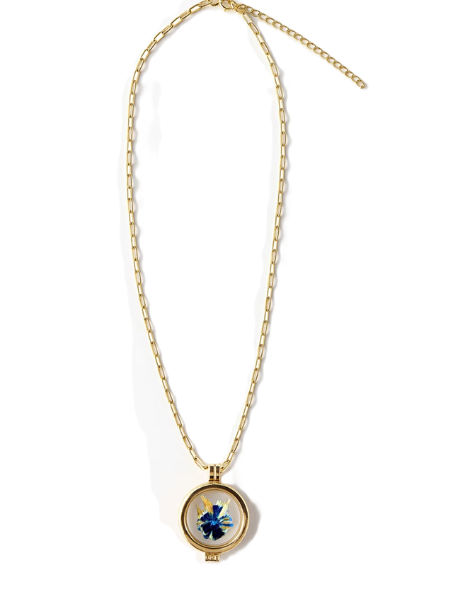 Rutilo Dourado Acicular Hematita Geminado Medalhão Imagem Dourado Colar Banho Ouro 18k